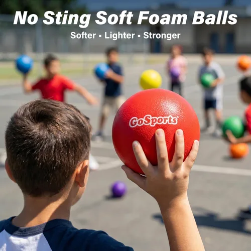 Vista 2 de GoSports Soft Skin Foam Playground Dodgeballs - Set of 6 Includes Mesh Carry Bag