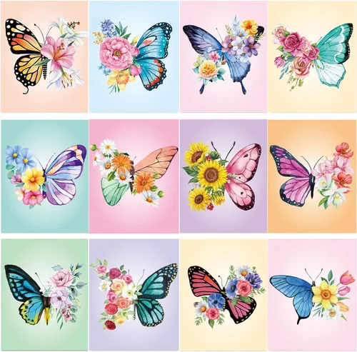 Vista 14 de Sherr 12 lienzos predibujados preimpresos para adultos, para sorber y pintar, lienzos de fiesta, kit de pintura para verano, Pascua, Día de la Madre