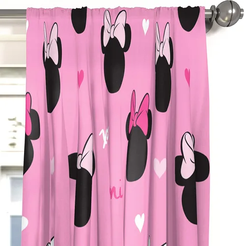 Vista 4 de Jay Franco Disney Minnie Mouse Hearts N Love - Cortinas de 84 pulgadas, hermosa decoración de habitación y fácil de instalar, las cortinas incluyen