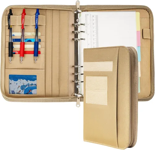 Vista 9 de VEPKOIT Portafolio militar con cremallera y funda táctica para cuaderno con bloc legal para carpeta A4, planificador grande de carpetas OCP