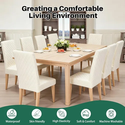 Vista 2 de Dioxide Juego de 4 fundas impermeables para sillas de comedor, fundas elásticas para sillas de comedor, fundas para sillas Parson, extraíbles