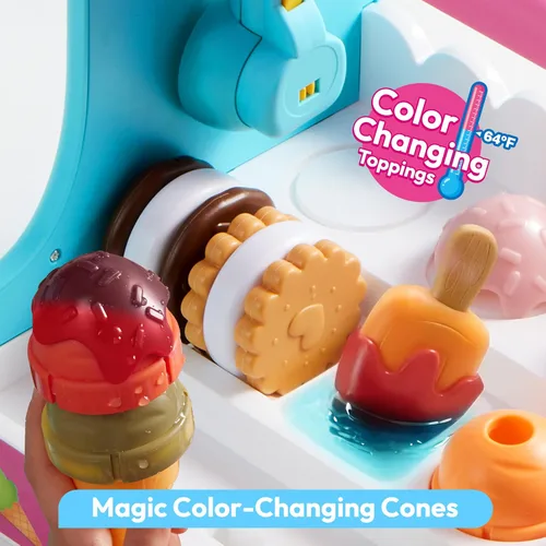 Vista 3 de lalalark Juguete para hacer helados, haz tu propio juego de helado, juego de juguetes de comida para jugar, juguete de cocina para niños, regalos