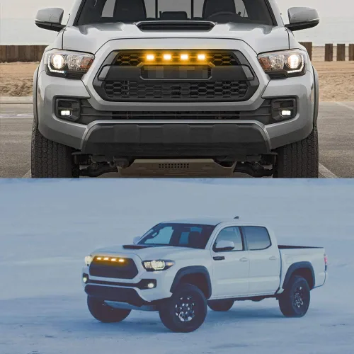 Vista 5 de 4 luces LED ámbar de lente ahumada compatibles con Toyota Tacoma TRD PRO 2016 2017 2018 2019 parrilla