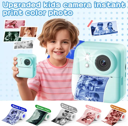 Vista 2 de Cámara para Niños con Impresión Instantánea de Fotos a Color, Cámara de Impresión Instantánea de Doble Lente para Niños, Juguete de Cámara Digital