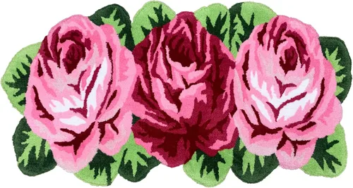 Vista 22 de Alfombrilla Abreeze con 4 rosas, alfombrillas con diseño de flores azul, hecha a mano, antideslizante (no se desliza), alfombrilla moderna, de puede