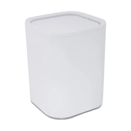 Vista 7 de Bath Bliss Paquete de 2 cubos de basura acrílicos de 8 L Dimensiones: 7.5 x 7.5 x 10 pulgadas Blanco Contemporáneo Tapa oscilante 8 litros