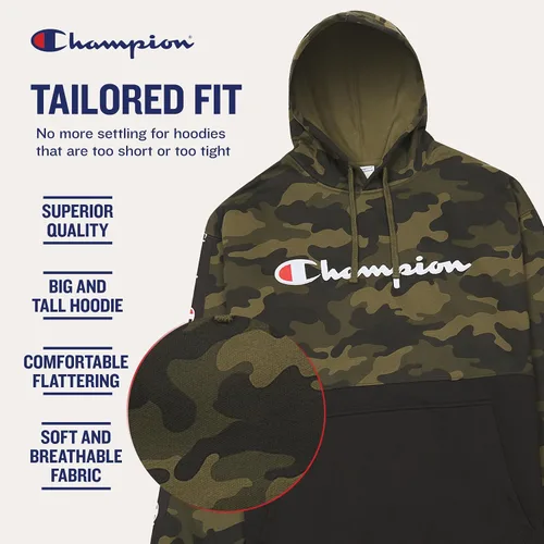 Vista 3 de Champion Hoodies for Men Big and Tall Mens Fleece Hoodie, Graphic Pullover