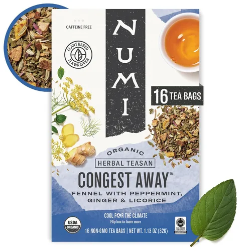 Vista 10 de Té de cúrcuma, Amber Sun, Numi Organic Mezcla de té de cúrcuma de hierbas con rooibos y especias