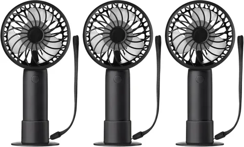 Vista 57 de Tujoe Mini ventilador de mano potente de 3 velocidades, ventilador personal pequeño portátil recargable con base USB para mujeres, maquillaje