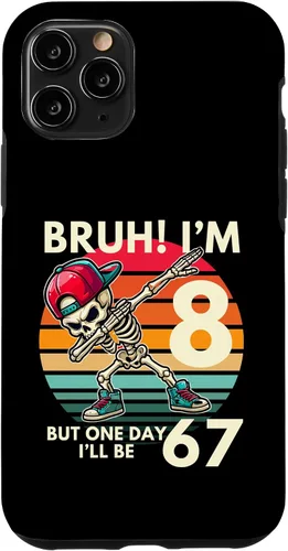 Vista 28 de Bruh I'm 8 But One-Day I'll Be 67 Retro 8th Birthday Kids Case for iPhone XR
