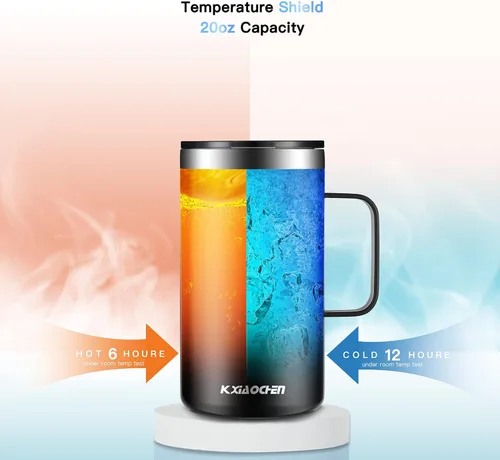 Vista 5 de KXIAOCHEN - Taza de café aislada de 20 onzas con tapa, taza de café de acero inoxidable, vaso de café de doble pared con aislamiento al vacío