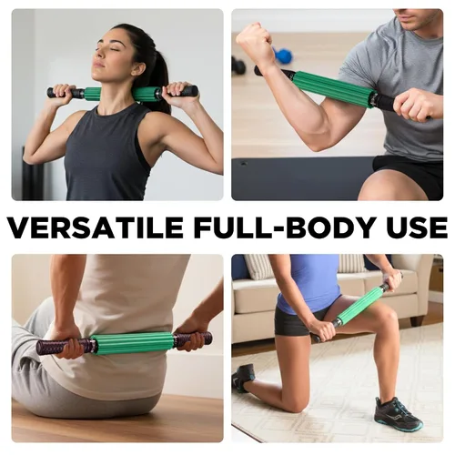 Vista 7 de THERABAND Rodillo Masajeador +, Palo Portátil de Rodamiento Muscular con Mangos Retráctiles para Liberación Miofascial Propia, Masaje de Tejido