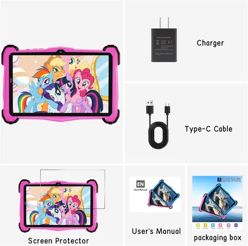 Vista 14 de Fivahiva Tableta para niños de 7 pulgadas, tableta Android 14 para niños, Octa-Core, 10 GB de RAM +64 GB de ROM 512 GB expandir, cámara dual Rosa