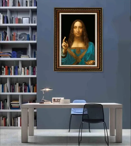 Vista 3 de ELITEART -Salvator Mundi por Leonardo Da Vinci Reproducción de pintura al óleo Giclée Wall Art Impresiones en lienzo tamaño marcado: 22 x 30 pulgadas