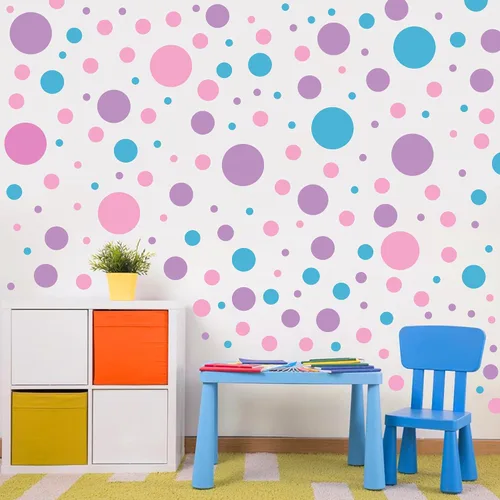 Vista 11 de Calcomanías de pared de lunares coloridos bohemios, calcomanías de pared de arco iris (negro) Peel and Stick,Easily Apply,Removable Dots,Multiple