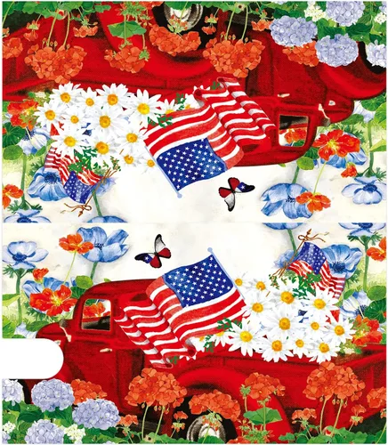 Vista 4 de Texupday Cubierta para buzón patriótico de American Red Truck Daisy Floral Memorial Day con tira magnética para buzón del 4 de julio