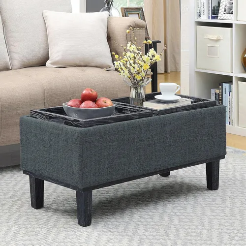 Vista 5 de Convenience Concepts Designs4Comfort Brentwood - Otomana de almacenamiento, tela gris
