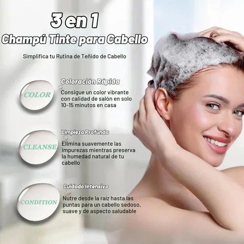 Vista 3 de Champú de tinte para cabello negro para cabello gris, champú instantáneo de color de cabello, tinte de cabello negro de larga duración y champu
