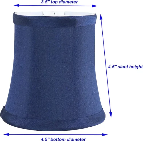 Vista 3 de Pantalla de lámpara de araña de seda sintética azul individual – forma de campana suave, ajuste de clip para bombillas de candelabro, 3.5 x 4.5 x