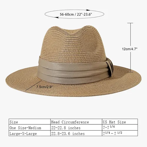 Vista 53 de Lanzom - Sombrero de paja playero para mujer, de ala ancha, plegable, estilo Fedora, UPF50+