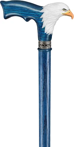 Vista 4 de Asterom Bastón de madera tallada pintada a mano para hombre, águila calva, bastón de madera único, elegante bastón