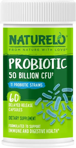 Vista 11 de NATURELO Probióticos para la salud digestiva - 50 mil millones de UFC, suplemento diario de 11 cepas - Estimula el sistema inmunológico, liberación