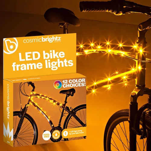 Vista 14 de Brightz CosmicBrightz - Cuerda de luz LED para marco de bicicleta, cuerda de 6.5 pies, funciona con pilas con interruptor de encendido/apagado
