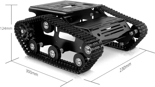 Vista 3 de Kit de chasis de coche robot inteligente, chasis de tanque grande de metal completo con motores de 2WD para Arduino Raspberry Pi Jetson Python DIY