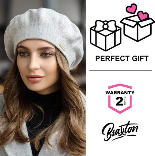 Vista 7 de Braxton Tan - Boinas de punto marrón de lana con forro cálido sombrero de París francés para mujer Café Light Coffee