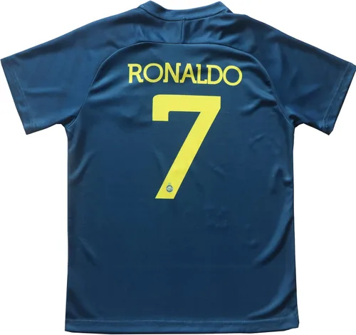 Vista 3 de LeenBD Ronaldo N 7 Away NASSR Riyadh Al - Kit de camiseta de fútbol para niños, conjunto de calcetines cortos, tallas juveniles