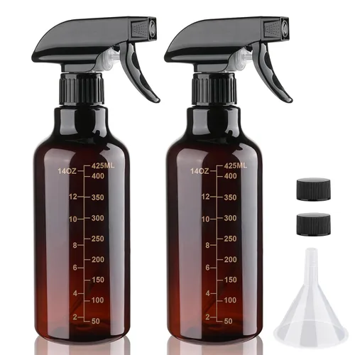 Vista 7 de Botellas de spray de plástico Hethyo Botellas de spray vacías 16.9oz/500ml Paquete de 2 botellas de pulverización resistentes Botella de agua