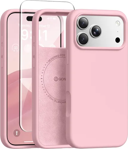 Vista 70 de GONEZ Funda magnética para iPhone 12 Case / 12 Pro Case, compatible con MagSafe, [protector de pantalla + protector de lente de cámara], funda