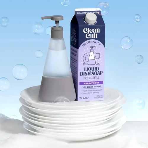Vista 5 de Cleancult Dispensador de jabón para platos (15 onzas, 1 unidad), dispensador de jabón de vidrio recargable con bomba, dispensador de jabón