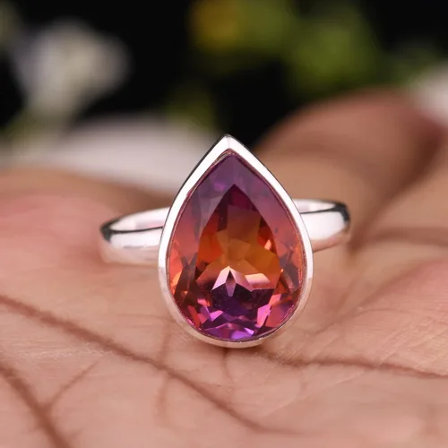 Vista 27 de PANOPLY Bio Pink Doublet Quartz Solid 925 Sterling Silver Ring for Women