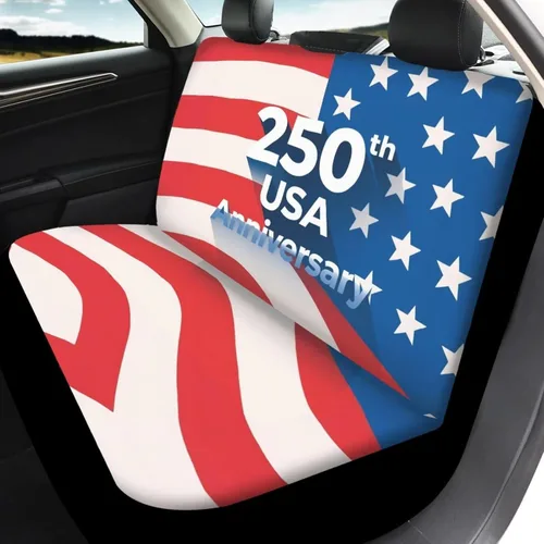 Vista 4 de Howilath 250 USA Anniversary - Juego de 4 fundas de asiento de automóvil de ajuste universal para asientos delanteros y traseros para uso en todas