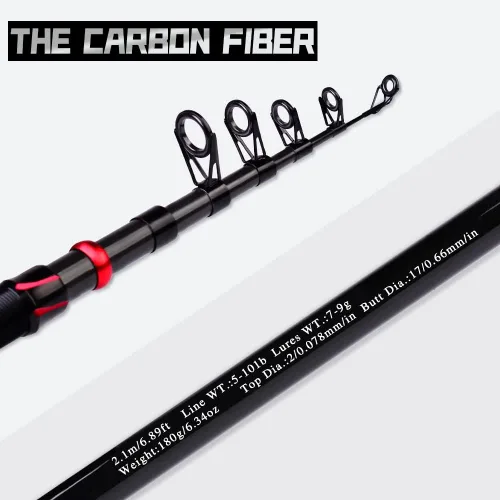 Vista 5 de Combo de caña de pescar y carrete, caña de pescar telescópica de fibra de carbono de 6.9 pies con combo de carrete de spinning/baitcasting, agua A