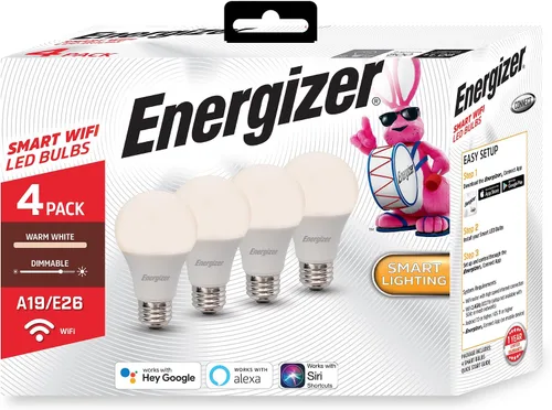 Vista 11 de Energizer Connect Smart A19 Bombilla LED blanca cálida con control de voz y acceso remoto a través de tu teléfono inteligente Compatible con Alexa