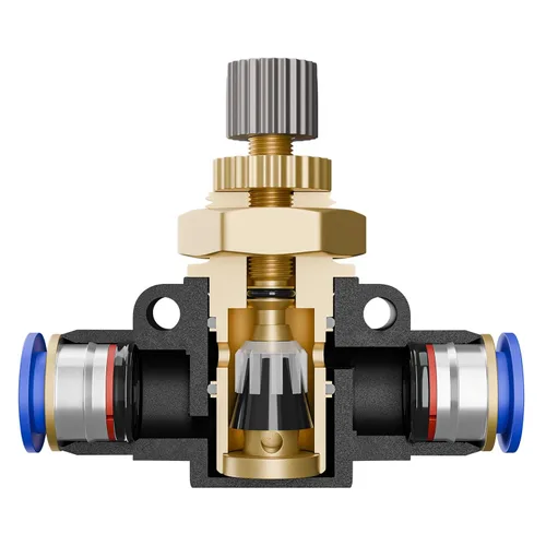 Vista 7 de SNS Controlador de velocidad recta Unión - Válvula de control de flujo de aire OD de tubo de 1/2 "con conexión de empuje para conectar (10 PCS)