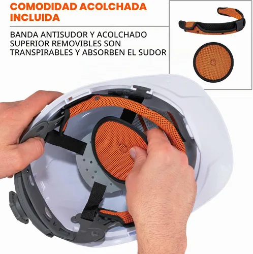 Vista 4 de Casco duro ventilado estilo gorra, con suspensión de trinquete, Clase C, Ergodyne Skullerz 8972, naranja