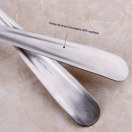 Vista 7 de IMEEA Juego de 2 cucharas de cocina compactas de fondo plano de 8 pulgadas, cuchara de cocina ranurada y sólida de acero inoxidable 18/8, cuchara