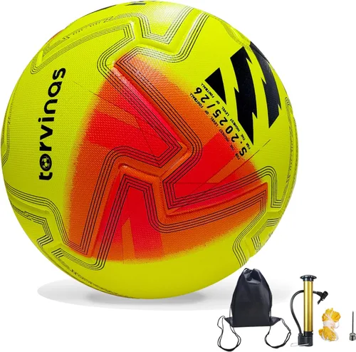 Vista 11 de Balón de fútbol tamaño 5,4 – Piel sintética impermeable con unión térmica, entrenamiento profesional y pelota de partido para jóvenes y adultos