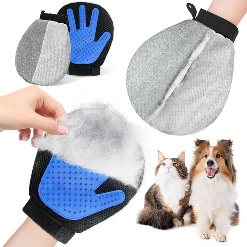 Vista 11 de Guante de aseo para deshedding - Cepillo removedor de pelo de mascotas eficiente para perros, gatos, caballos (pelo largo y corto)