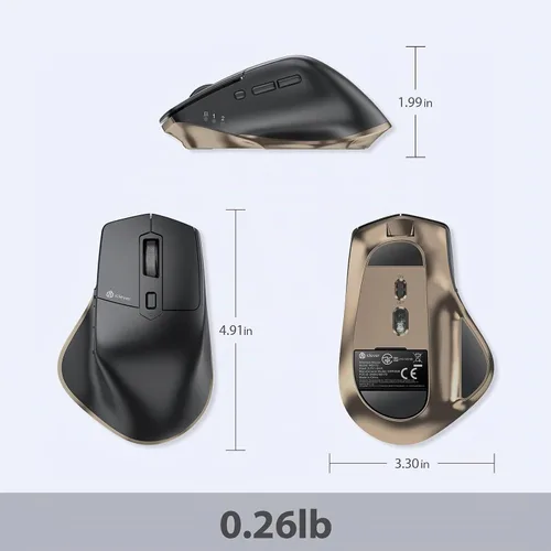 Vista 8 de iClever Ratón inalámbrico con Bluetooth o receptor USB, 5 niveles de DPI ajustables hasta 2400DPI, ratón recargable para computadora, ratón