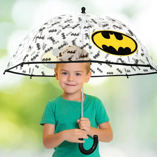 Vista 2 de Sombrilla transparente para niños de lluvia, transparente con un mango de fácil agarre, cúpula a prueba de viento, de 3 a 10 años