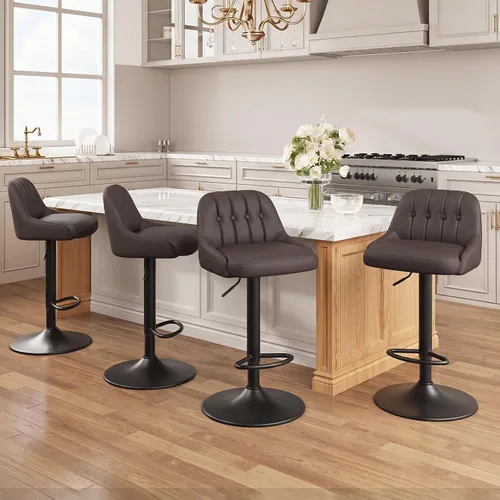 Vista 19 de MALOL Bar Stools Set of 1, Swivel Bar Chairs, Modern Adjustable PU Leather Upholstered Barstools Counter Height with Tufted Back for Bar, Kitchen