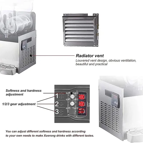 Vista 5 de Máquina de granizado de hielo, máquina comercial de bebidas granizadas, máquina de enfriamiento para hacer bebidas, máquina de granizado de bebidas