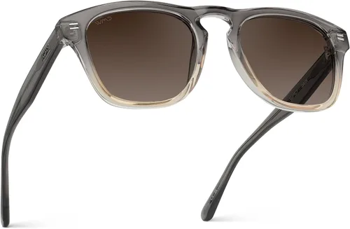 Vista 10 de WearMe Pro - Gafas de sol rectangulares grandes polarizadas retro para hombre Marco de cristal caramelo/lente azul degradado