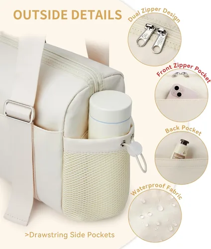 Vista 6 de WLLWOO - Bolsa de gimnasio pequeña con bolsillo húmedo para mujer, bolsa de lona para yoga, bolsa de entrenamiento ligera para baile, fines