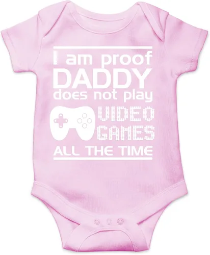 Vista 7 de CBTwear Proof Daddy Does Not Play Video Games All the Time – Ropa de bebé – Divertido body para recién nacido para niños y niñas