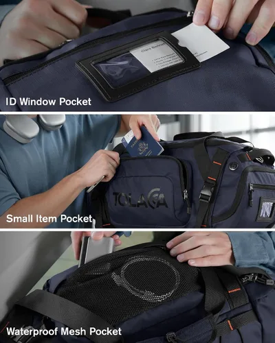 Vista 6 de Tolaccea Bolsa de gimnasio para hombres y mujeres, mochila de 40 litros para viajes y deportes con compartimento para zapatos, bolsillo húmedo
